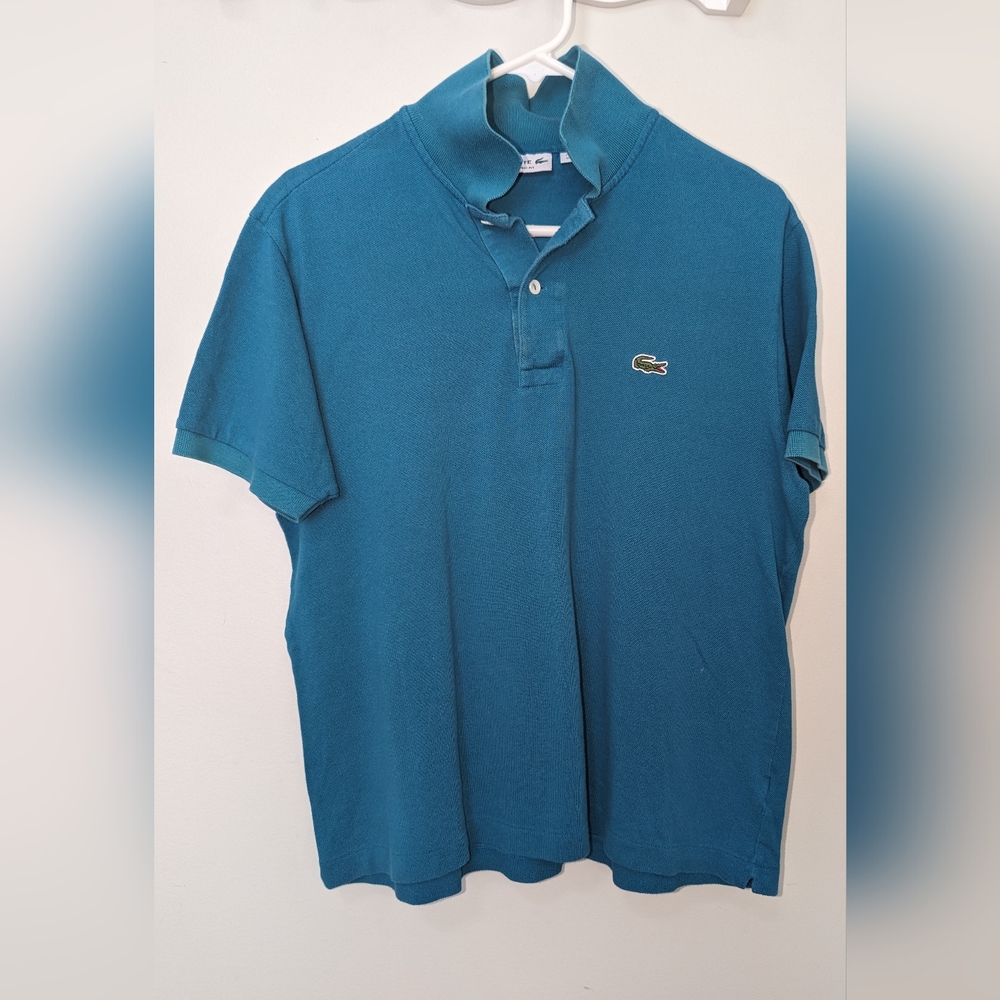 Lacoste Teal Polo. Euro Sz 5. Ladies L. Men's M. Rare color.